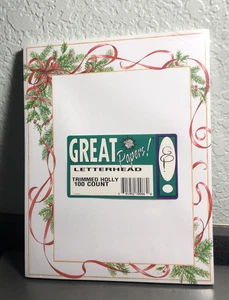 New Christmas Letterhead Paper 100 ct - "TRIMMED HOLLY"  - Great Papers