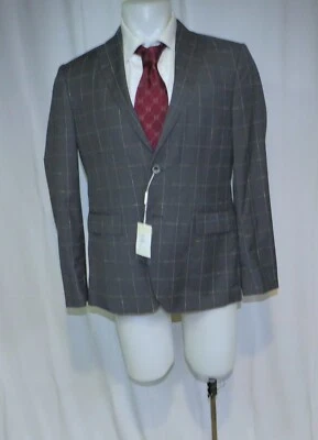 Chaqueta de traje Domenico Vacca Super 130 gris ventana dos botones 42R nueva con etiquetas Foto 1 de 4