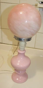 Table Lamp Vintage 1950 Style Retro Pink Pottery Base w Pink Mottle Glass Shade - Picture 1 of 12