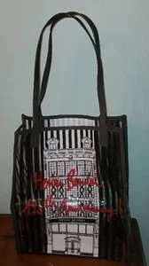 Henri Bendel Clear PVC Plastic Sturdy 120th Anniversary Stripe Tote Bag Red NICE - Picture 1 of 16