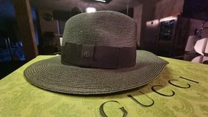Gucci Hut Schwarz RAFFIA-EFFECT WIDE-BRIMMED HAT Gr. M Neu - Bild 1 von 7