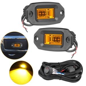2x 4'' AMBER LENS BUMPER DRIVING FOG LIGHT BACKUP REVERSE LAMPS W/SWITCH OFFROAD - Picture 1 of 12
