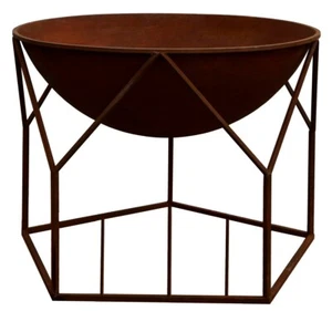 Iron Firepit Black or Rusty Modern Fire Pit Garden Heater Outdoor Fire Bowl - Picture 1 of 10