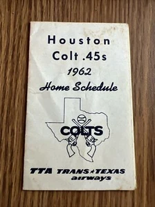 1962 Houston Colt 45s 1st Year Pocket Schedule Sponsored By Trans Texas Airways - Picture 1 of 3