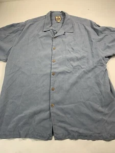 Tommy Bahama Shirt Mens XL Gray Short Sleeve Button Up Beach Silk - Picture 1 of 16