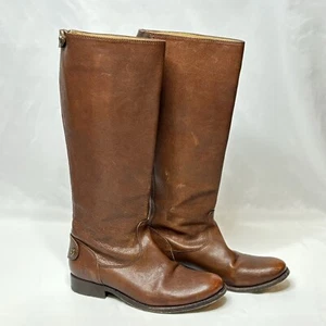 Frye Melissa Reiten Motorradstiefel 6B braun Leder Knopfleiste Rückseite Reißverschluss hoch Western - Bild 1 von 21