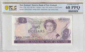 New Zealand 1981 1985 $2 PCGS Certified Banknote UNC 68 PPQ Pick 170a - Picture 1 of 2