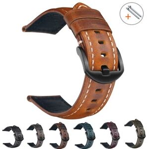 Retro Genuine Leather Watch Strap Oil Wax Cowhide Watch Band 18 20mm 22 24 26mm