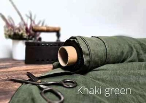 Khaki Green Cotton Fabric by the Yard- Material for Sewing, Upholstery & Crafts - Picture 1 of 3