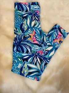 Lilly Pulitzer XL 12 14 Girls Maia Vibrant Florals Leggings Pants Mint EUC - Picture 1 of 6