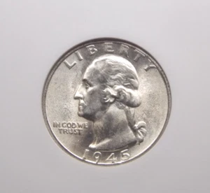 1945 "S" Washington ARGENTO quarto 25c NGC MS65 #009 gemma non circolata ECC&C, Inc - Foto 1 di 5