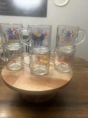 Vintage 1984 McDonalds LA Olympics Glass Coffee Mug Cups Set of 6 - Image 1 of 4