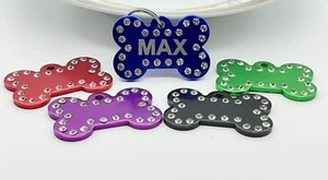 PAWPAW TAGS Dog Cat ID Tags Personalized Pet ID Tags 2sides Engraved Bone Shape - Picture 1 of 15