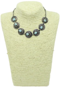 New Retro Silver Turquoise Bead Choker Necklace #N0027 - Picture 1 of 2