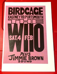 The Who 1967 Birdcage Portsmouth Gig Poster Art PICTURE/PRINT 8"x 5.5" Small - Picture 1 of 3