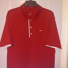Nike Dri FIT Polo Shirt Red With White Swoosh Size Men's Large 