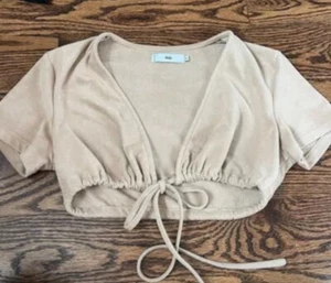 Adika Top Neu mit Etikett Wildlederimitat hellbraun zum Binden von Crop Top L - Bild 1 von 8