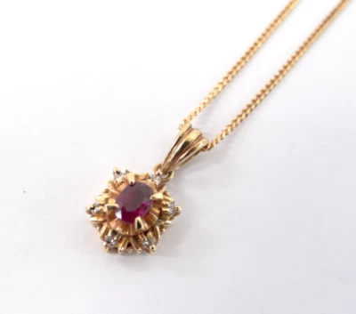 Ruby 0.28ct K18 Chain Necklace Pendant Melee Diamond 0.05ct 53220104900 2 - Image 1 of 4