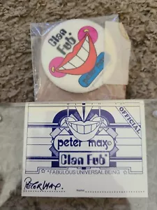 Authentic Peter Max Original 1960s FAN CLUB CARD & Button - Picture 1 of 6