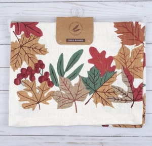 Fall Table Runner 14x70 Harvest Medley Leaves Berries Cotton - Picture 1 of 4