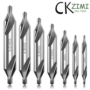 7Pcs 1mm 1.5mm 2mm 2.5mm 3mm 4mm 5mm 60 Degree Double End HSS Center Drill Bits - Picture 1 of 6