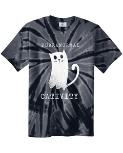 Maglietta Purranormal Cativity Ghost Cat Uomo Unisex Tie Dye Halloween - Foto 1 di 2