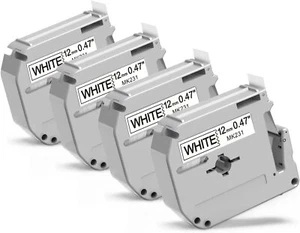 4PK M-K231 M231 Fit For Brother P-Touch Label Tape 12mm White PT-65 PT-85 PT-70 - Picture 1 of 11