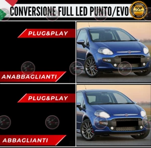 KIT LED H4 6000K FIAT PUNTO EVO 12000 LUMEN CANBUS XENO XENON 100% NO ERRORE - Picture 1 of 12