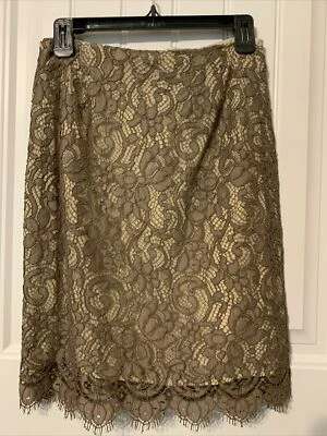 Falda floral de encaje dorado y beige Kay Unger talla 4 Foto 1 de 4