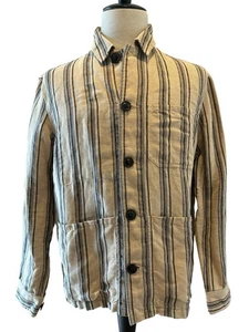 Todd Snyder Medium 100% Linen Chore Coat Jacket Stripe Portugal / NWOT - Picture 1 of 11