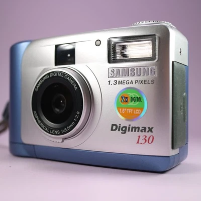 Samsung Digimax 130 1.3MP Compact Digital Camera Blue Silver Tested - Image 1 of 4