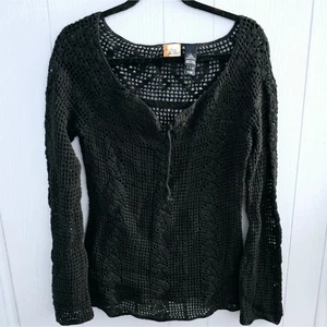 Rhythm & Blues schwarzes Häkeltop Gr. M - Boho, Y2K, Festival, Whimsy Goth - Bild 1 von 6