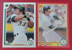 2 For 1! Jose Canseco 1991 Upper Deck #155 + 1990 Score #375 Oakland Athletics - Picture 1 of 5