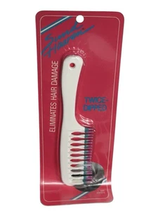 Pettine vintage Sund Haaren Touch Me Tips onda due volte immerso anni 80 bianco viola NOS - Foto 1 di 6