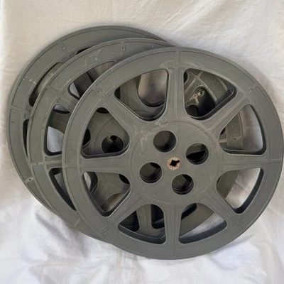 SET OF 3 - USED 16mm 400 ft Grey Plastic Movie Film Reels - U.S. Govt Unbranded - Image 1 of 2