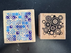 Nuevo Juego de 2 sellos de goma Inkadinkado círculos flores geométricas - Imagen 1 de 4