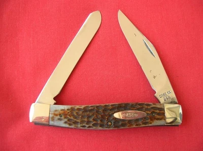 CASE XX 6275SP 2  BLADE MOOSE NEW GRIND BROWN JIG BONE HANDLES 1985 KNIFE - Image 1 of 4