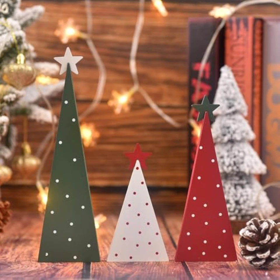 3 Pcs Wooden Christmas Trees Tabletop Decorations, Rustic Xmas Tree Ta - Image 1 of 1