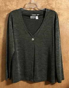 Conjunto de cárdigan de manga larga a juego con camiseta sin mangas Chicos Shell verde grisáceo 3 para mujer - Imagen 1 de 15