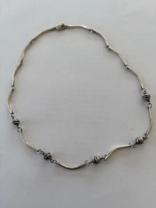 VINTAGE STERLING SILVER CURVED LINK & BALL CHAIN NECKLACE 18”925 MEXICO - Picture 1 of 10