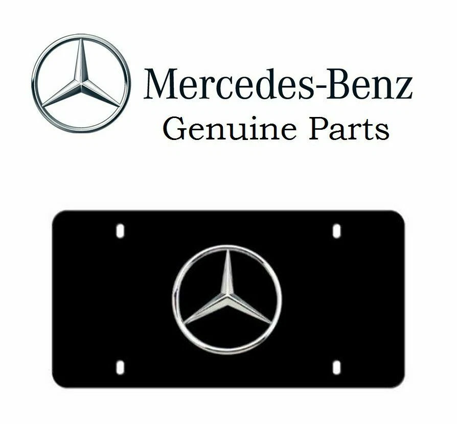  Mercedes-Benz Genuine 3D Chrome Star Black Stainless Steel License Plate Marque - Image 1 of 1
