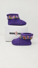 Minnetonka baby toddler kids suede rhinestone custom booties boots Size: 3 NEW