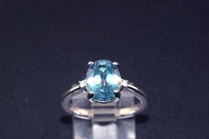 Designer GSK 925 Blue Topaz Sterling Silver Ring sz 7.75 - Picture 1 of 5