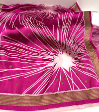 Vintage VERA NEUMANN 100% Silk Scarf MCM 21"x70” Magenta, Pink, Green~Cosmic