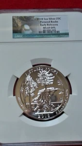 2018 "Pictured Rocks" Michigan Early Releases 5 oz .999 Silver NGC MS69 DPL - Picture 1 of 5