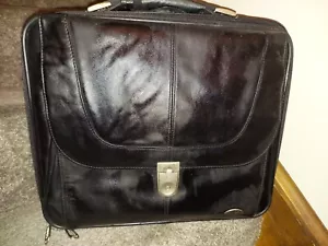 SAMSONITE leather Brief Case Laptop Bag Black Missing Shoulder Strap - Picture 1 of 4