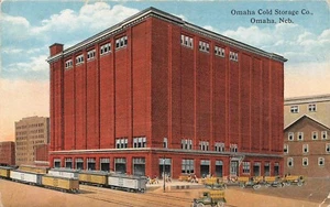 Omaha Nebraska NE Omaha Cold Storage Co Bldg Tren Coches Coches Postal - Imagen 1 de 2