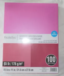 Recollections Cardstock Paper 8 1/2" x 11" 100 Sheets DARK PINK HUES SHIMMER - Picture 1 of 4