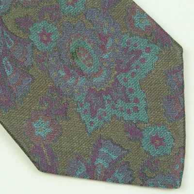 Винтажный Oscar De La Renta сплетенный цветочный мужской галстук зеленый красный 57 «x 3,25» 80-х - Изображение 1 из 4