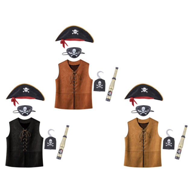 Child Pirate Captain Fancy Dress Costume Caribbean Boys Kids World Book Day  Week